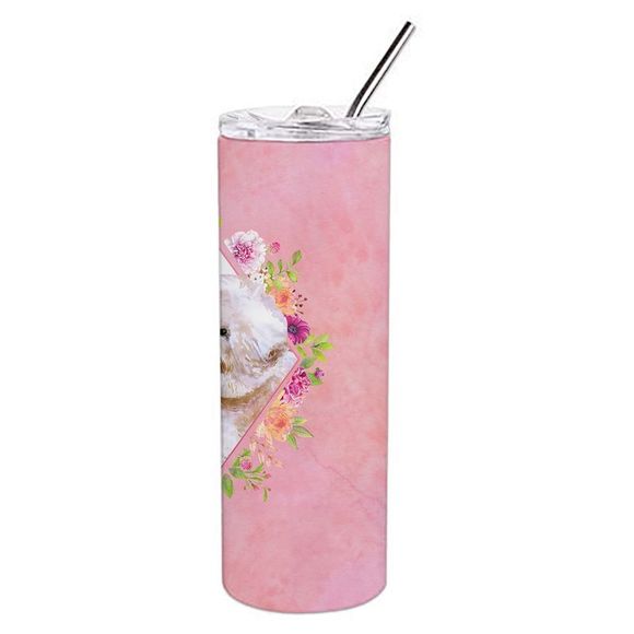 Bichon Fris? #1 Pink Flowers Stainless Steel 20 oz Skinny Tumbler - Picture 4 of 4